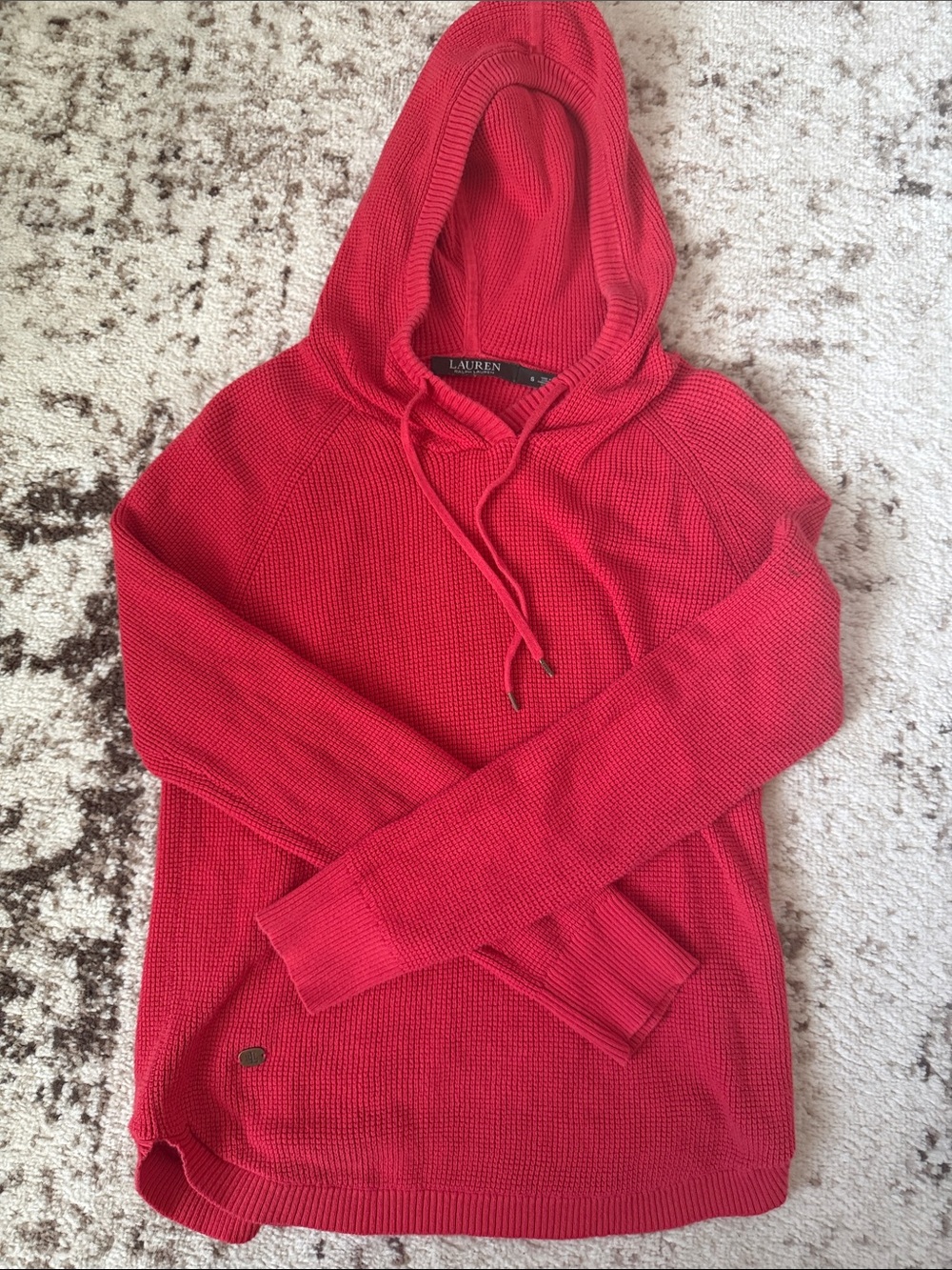 Ralph Lauren Waffle Knit Hooded Sweater Sweatshirt